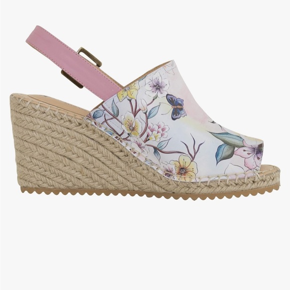 IOB Anuschka Women’s Leather Espadrille Wedge - Maya in Japanese Garden - 10 M - Picture 3 of 4